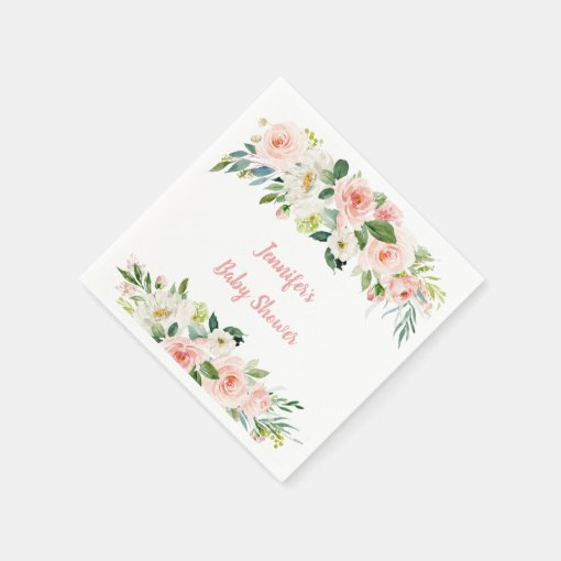Blush Pink Floral Baby Shower Napkins Zazzle