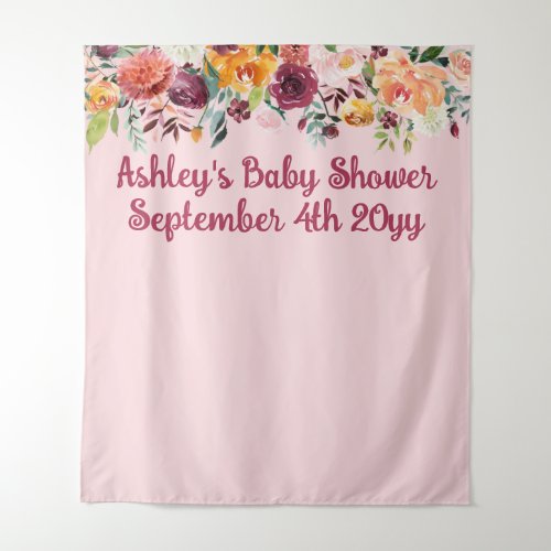 Blush Pink Floral Baby Shower Photo Booth Backdrop