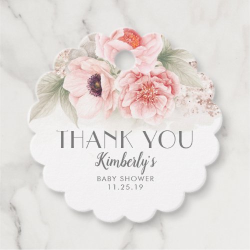 Blush Pink Floral Baby Shower Thank You Favor Tags