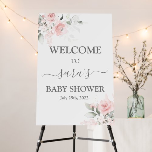 Blush Pink Floral Baby Shower Welcome foam board 