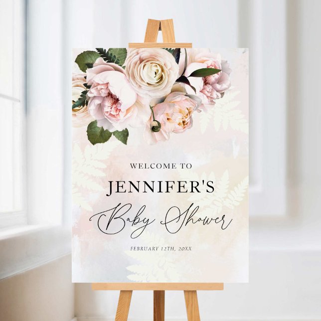 Blush Pink Floral Baby Shower Welcome Sign (Creator Uploaded)