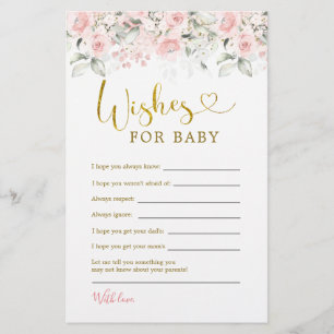 Blush Pink Floral Baby Shower Wishes for Baby