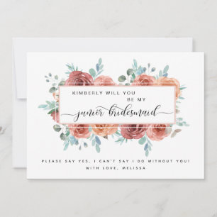Blush Pink Floral Be My Junior Bridesmaid Card