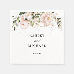 Blush Pink Floral Boho Napkins Modern Trendy
