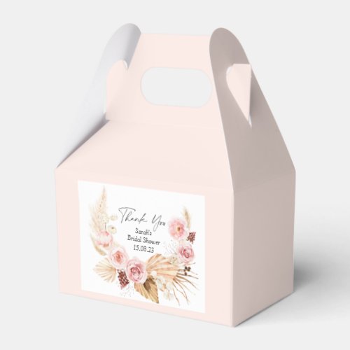 Blush Pink Floral Boho Pampas grass Wedding Favor Boxes