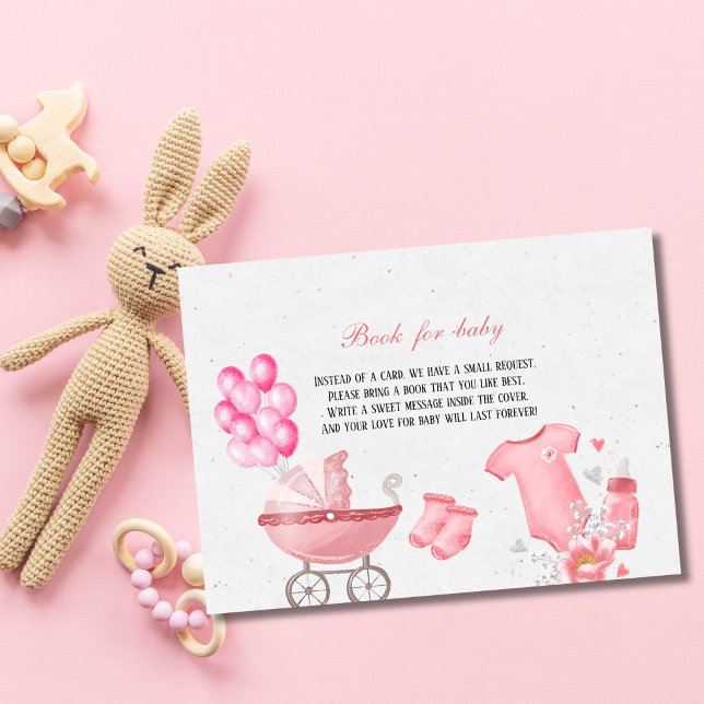 Blush Pink Floral Book for Baby Request Card (Creator Uploaded)