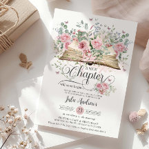 Blush Pink Floral Book New Chapter Bridal Shower