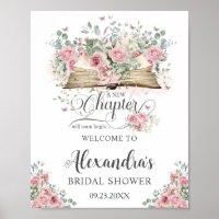 Blush Pink Floral Book New Chapter Bridal Shower