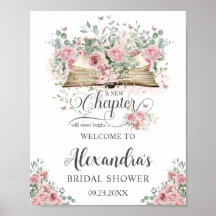 Blush Pink Floral Book New Chapter Bridal Shower
