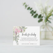 Blush Pink Floral Book Request Baby Shower Enclosure Card (Standing Front)