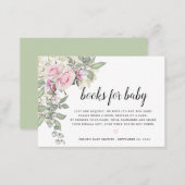 Blush Pink Floral Book Request Baby Shower Enclosure Card (Front/Back)
