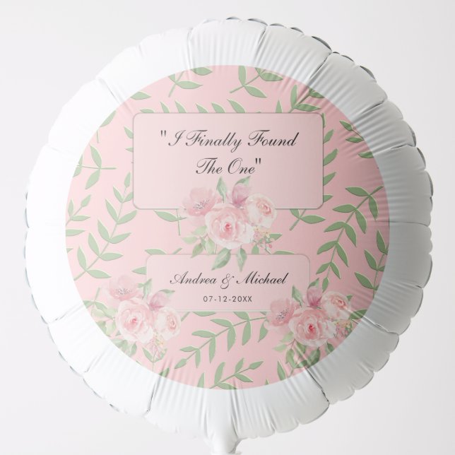 Blush Pink Floral Botanical Photo Booth Wedding  Balloon (Front)