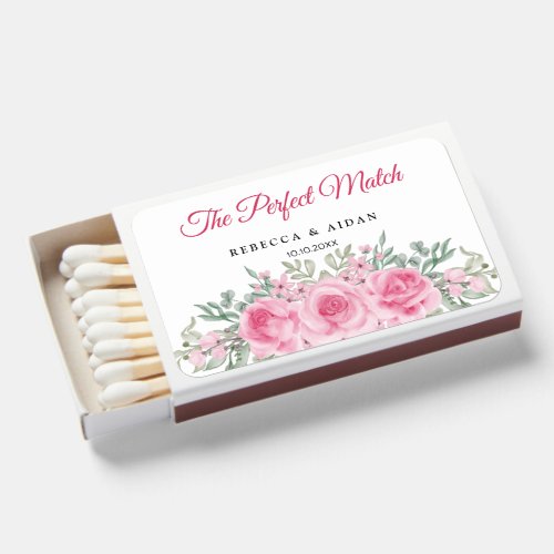 Blush Pink Floral Botanical Wedding Matchboxes