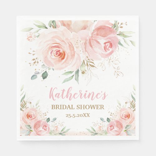 Blush Pink Floral Bridal Baby Shower Birthday Napkins