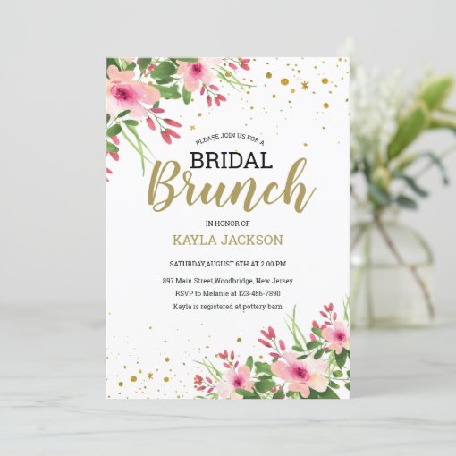 Blush Pink Floral Bridal Brunch Invitation | Zazzle