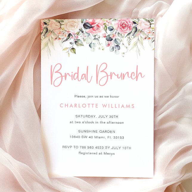 Blush Pink Floral Bridal Brunch Invitation (Creator Uploaded)