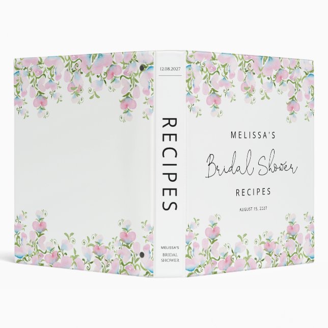 Blush Pink Floral Bridal Shower 3 Ring Binder (Background)