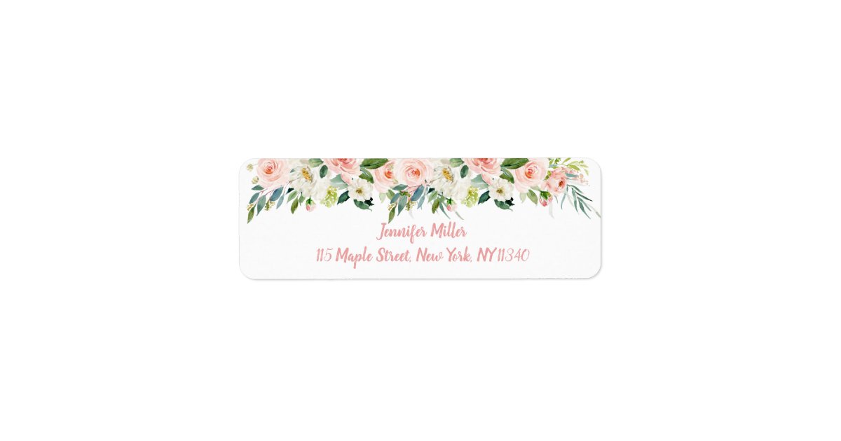 Blush Pink Floral Bridal Shower Address Label | Zazzle