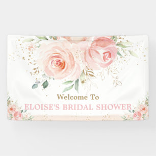 Blush Pink Floral Bridal Shower Backdrop Welcome Banner