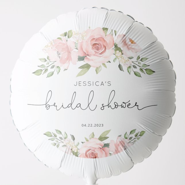 Blush pink floral bridal shower balloon (Front)