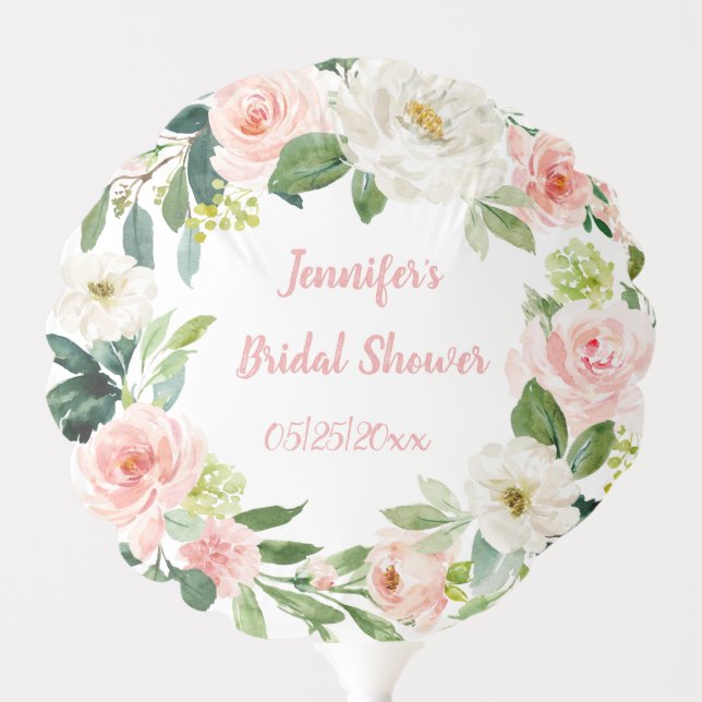 Blush Pink Floral Bridal Shower Balloon (Front)