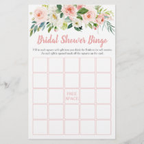 Blush Pink Floral Bridal Shower Bingo Game