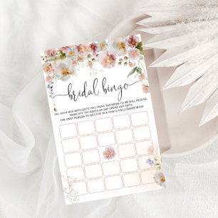 Blush Pink Floral Bridal Shower Bingo Game Card