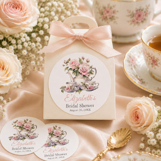 Blush Pink Floral Bridal Shower Favor Sticker