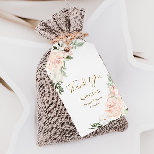 Blush Pink Floral Bridal Shower Favor Thank You Gift Tags