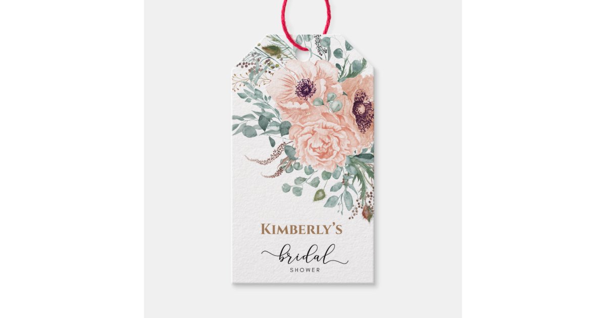Blush Pink Floral Bridal Shower Gift Tags | Zazzle