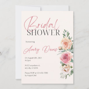 Blush Pink Floral Bridal Shower Invitation