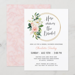 Blush Pink Floral Bridal Shower Invitation