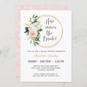 Blush Pink Floral Bridal Shower Invitation