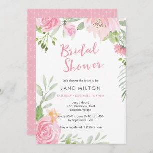 Blush pink floral Bridal Shower Invitation