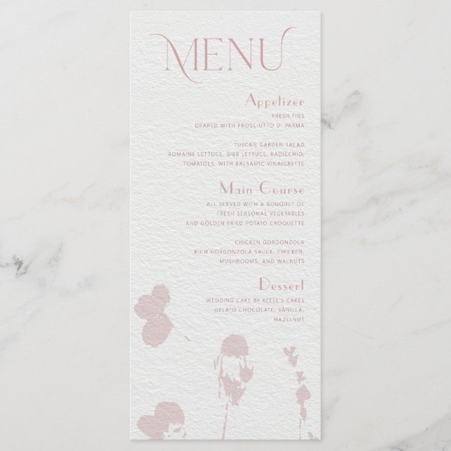 Blush Pink Floral Bridal Shower Menu Card (Front)