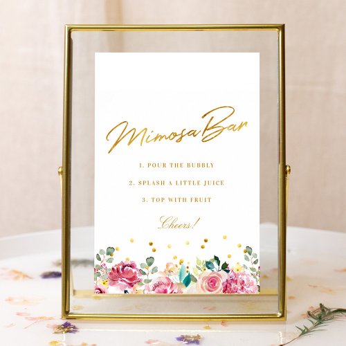 Blush Pink Floral Bridal Shower Mimosa Bar Sign