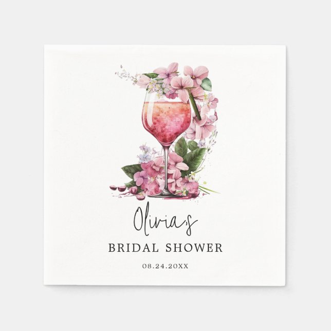 Blush Pink Floral Bridal Shower  Napkins (Front)
