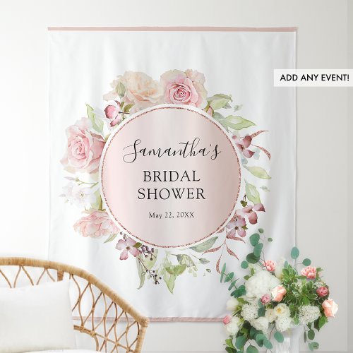 Blush Pink Floral Bridal Shower Photo Backdrop