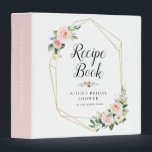 blush pink floral bridal shower recipe book 3 ring binder<br><div class="desc">The design on this binder features elegant watercolor blush pink watercolor flowers. The color and text can be personalized..</div>
