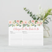 Blush Pink Floral Bridal Shower Recipe Cards (Standing Front)