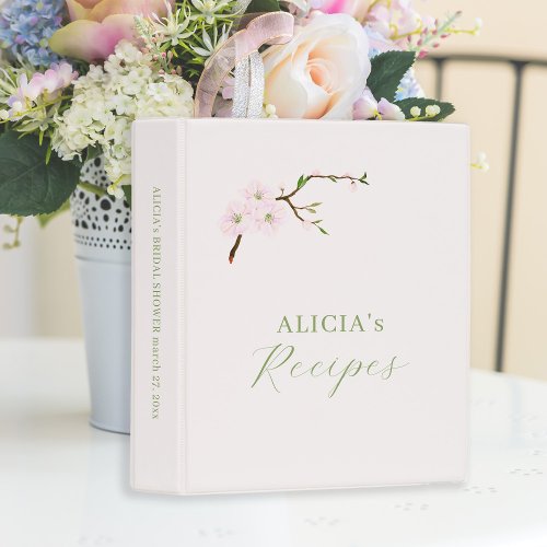 Blush pink floral bridal shower recipe mini binder