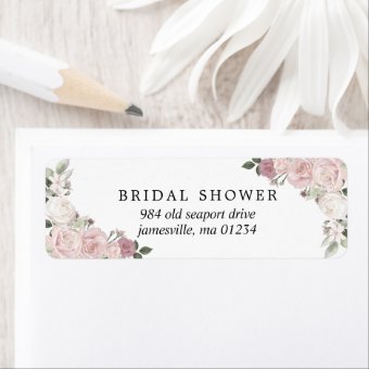 Blush Pink Floral Bridal Shower Return Address Label | Zazzle