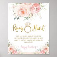 Blush Pink Floral Bridal Shower Ring Hunt Game