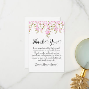 blush pink floral bridal shower thank you cards