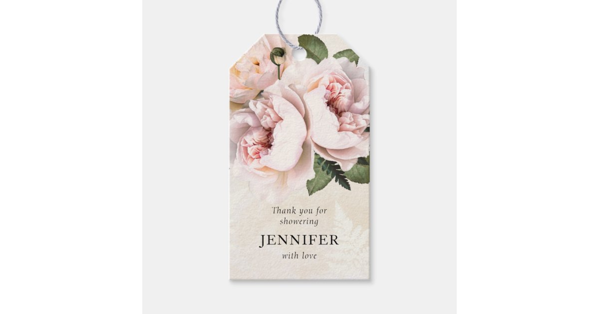 Blush Pink Floral Bridal Shower Thank you Favor Gift Tags | Zazzle
