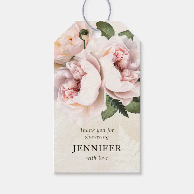 Blush Pink Floral Bridal Shower Thank you Favor Gift Tags | Zazzle