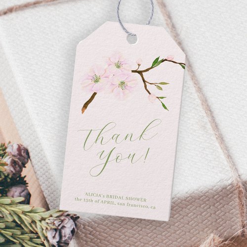 Blush pink floral bridal shower thank you favor gift tags