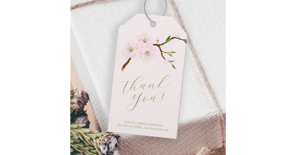 Blush pink floral bridal shower thank you favor gift tags | Zazzle