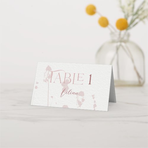 Blush Pink Floral Bridal Shower Wedding Place Card