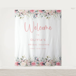 Blush Pink Floral Bridal Shower Welcome Backdrop